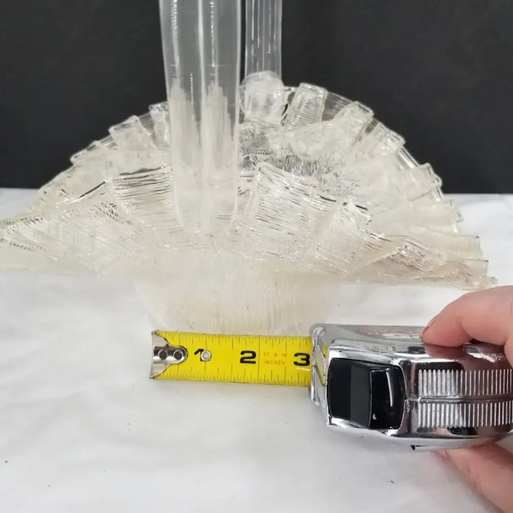 Vintage Lucite Spaghetti Spun Ribbon Plastic Basket, 10 x 6 x 10 1/2